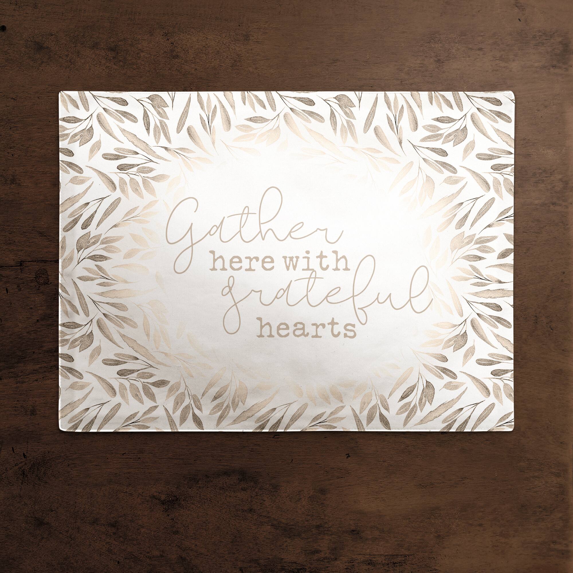 Greige Leaves Gather Polyester Twill Placemat